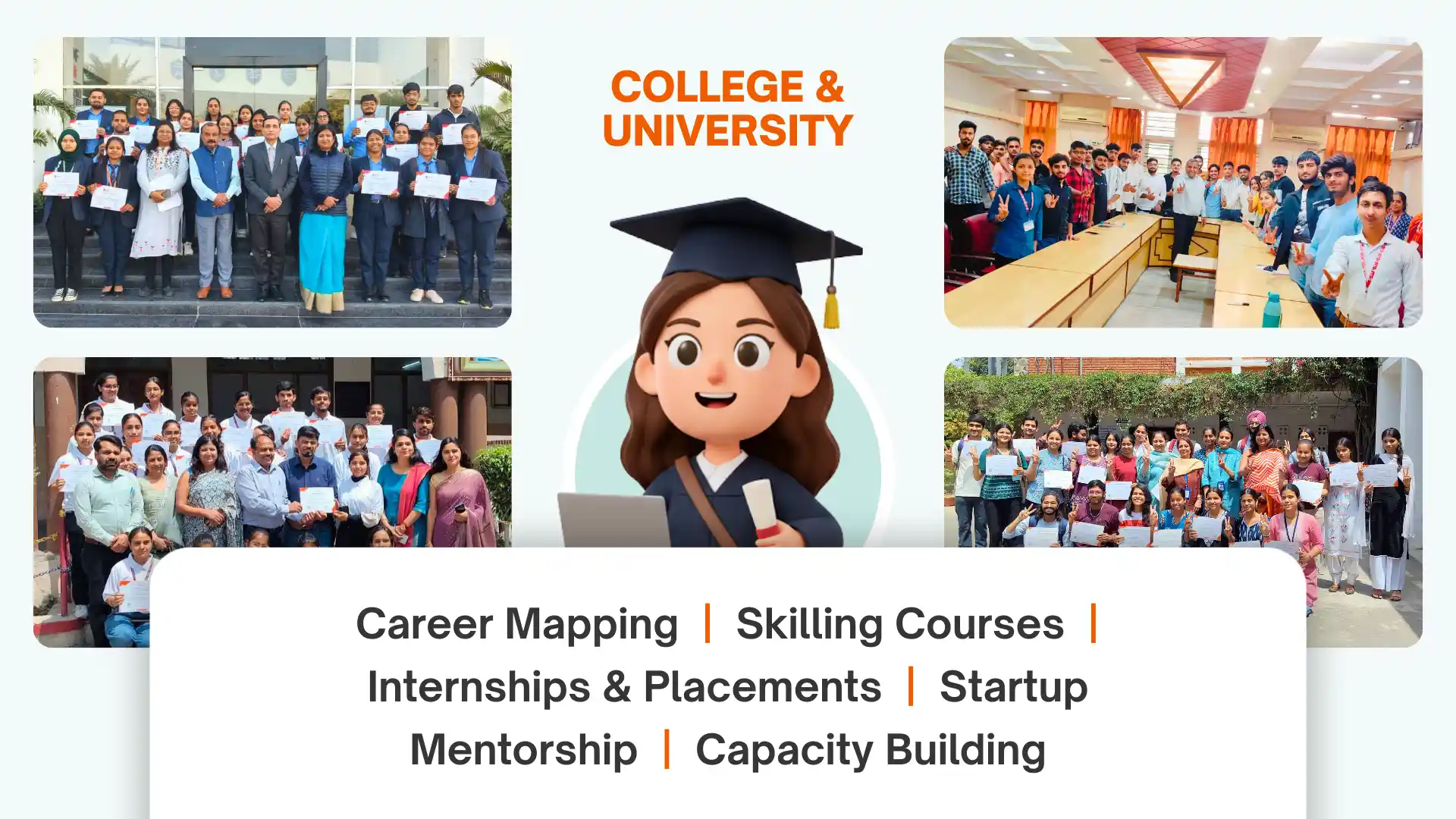 TalentGro services for colleges and universities — real student and faculty sessions