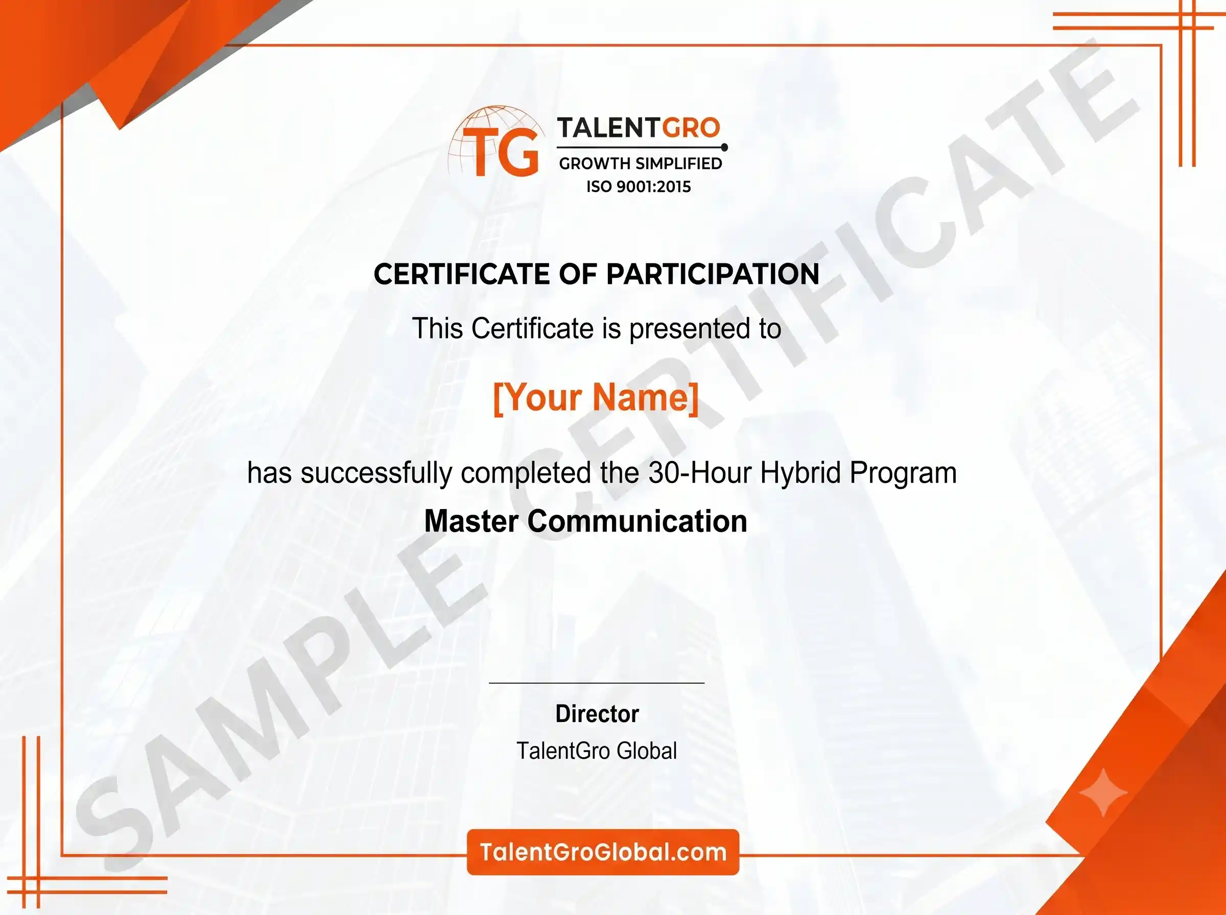 TalentGro Master Communication program certificate
