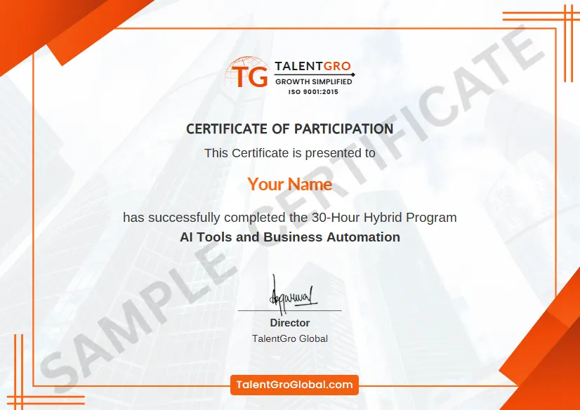 TalentGro AI and Automation program certificate
