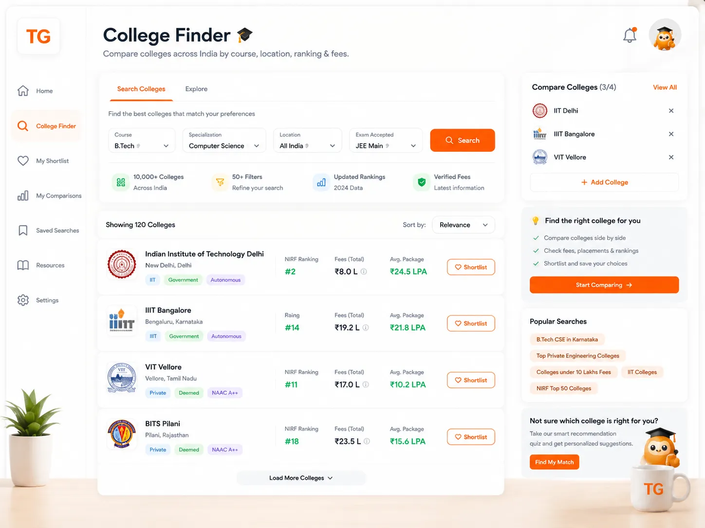 TalentGro College Finder — search and compare colleges across India